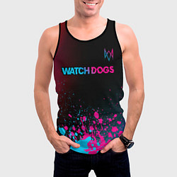 Майка-безрукавка мужская Watch Dogs - neon gradient: символ сверху, цвет: 3D-черный — фото 2