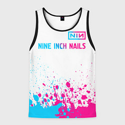 Майка-безрукавка мужская Nine Inch Nails neon gradient style: символ сверху, цвет: 3D-черный
