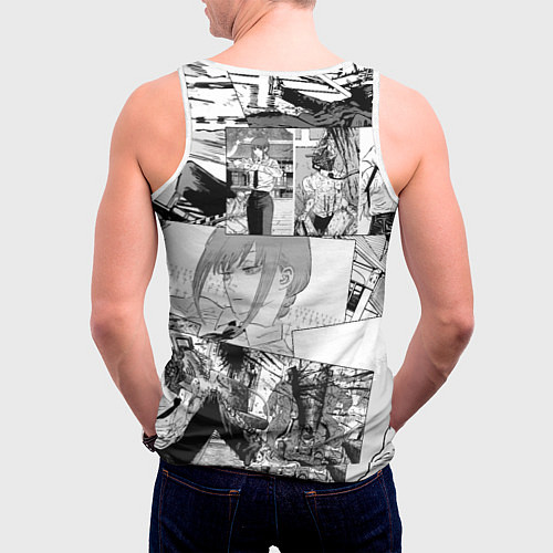 Мужская майка без рукавов Человек Бензопила манга / 3D-Белый – фото 4