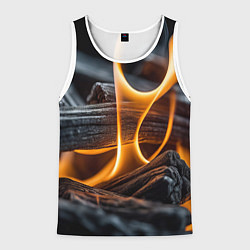 Майка-безрукавка мужская Дрова в костре - нейросеть, цвет: 3D-белый