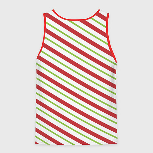 Мужская майка без рукавов Рождественский паттерн красно зеленые полосы / 3D-Красный – фото 2
