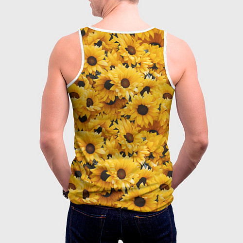 Мужская майка без рукавов Желтые объемные цветы от нейросети / 3D-Белый – фото 4