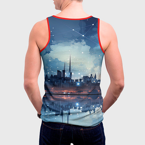 Мужская майка без рукавов Хрустальный город / 3D-Красный – фото 4