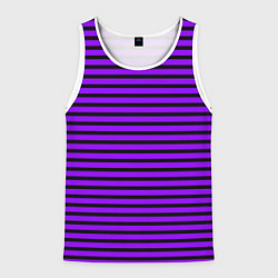 Майка-безрукавка мужская Фиолетовый в чёрную полоску, цвет: 3D-белый