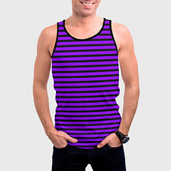 Майка-безрукавка мужская Фиолетовый в чёрную полоску, цвет: 3D-черный — фото 2