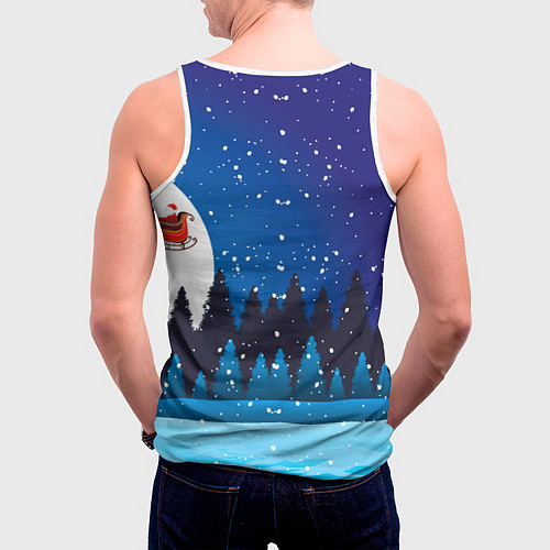 Мужская майка без рукавов Cиний дракон / 3D-Белый – фото 4