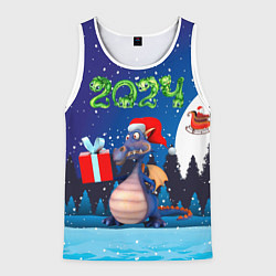 Мужская майка без рукавов Cиний дракон