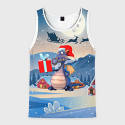 Мужская майка без рукавов Новогодний дракон 2024