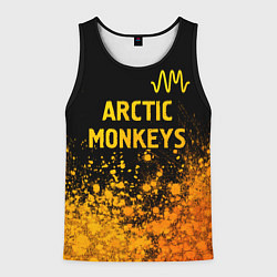 Майка-безрукавка мужская Arctic Monkeys - gold gradient: символ сверху, цвет: 3D-черный