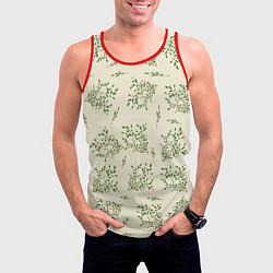 Майка-безрукавка мужская Веточки с зелеными листьями, цвет: 3D-красный — фото 2