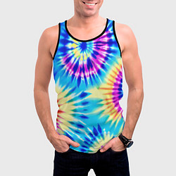 Майка-безрукавка мужская Красочная композиция - тай-дай, цвет: 3D-черный — фото 2