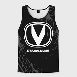 Мужская майка без рукавов Changan speed на темном фоне со следами шин
