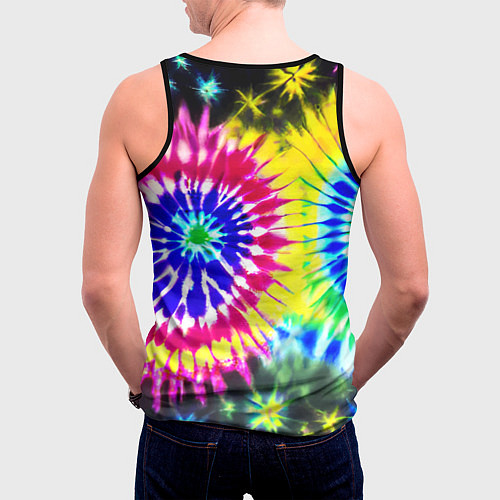 Мужская майка без рукавов Colorful floral composition - tie-dye / 3D-Черный – фото 4
