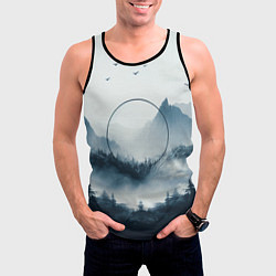 Майка-безрукавка мужская Утренние горы, цвет: 3D-черный — фото 2