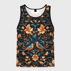 Мужская майка без рукавов Паттерн из цветов и птиц