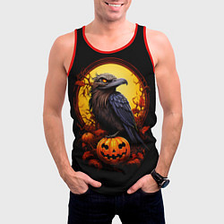 Майка-безрукавка мужская Halloween - ворон и тыква, цвет: 3D-красный — фото 2