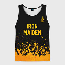Майка-безрукавка мужская Iron Maiden - gold gradient: символ сверху, цвет: 3D-черный