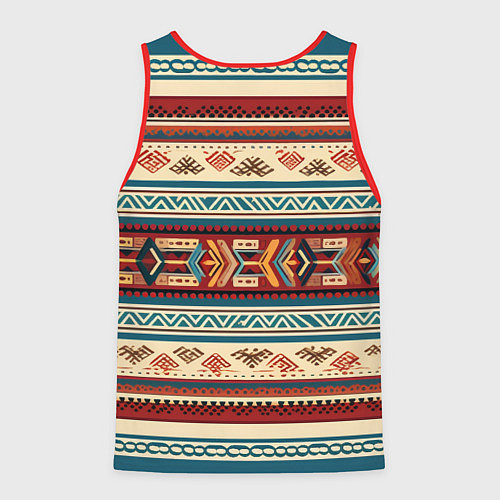 Мужская майка без рукавов Этнический паттерн в горизонтальную полоску / 3D-Красный – фото 2