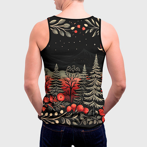 Мужская майка без рукавов Новогодняя темная ночь / 3D-Черный – фото 4
