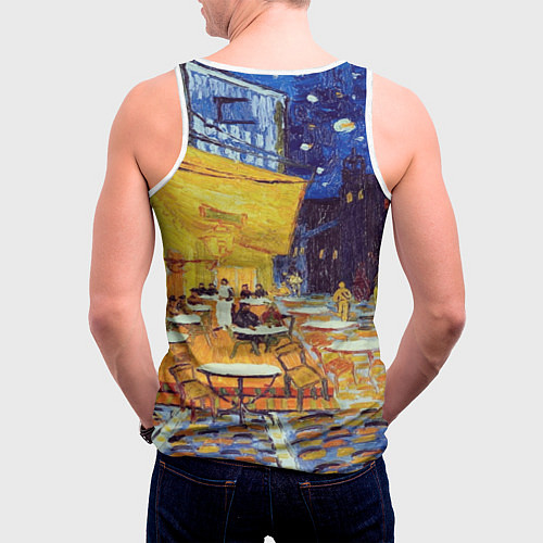 Мужская майка без рукавов Толстый рыжий кот Ван Гога / 3D-Белый – фото 4