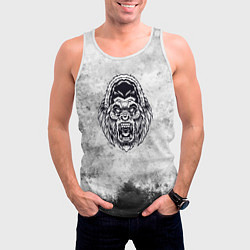 Майка-безрукавка мужская Texture - разозленная горилла, цвет: 3D-белый — фото 2