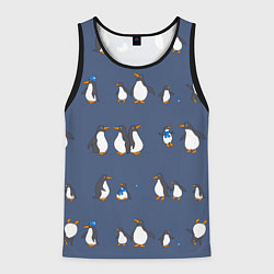 Майка-безрукавка мужская Забавное семейство пингвинов, цвет: 3D-черный