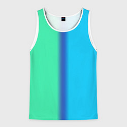 Майка-безрукавка мужская Сине зелёный светлый градиент, цвет: 3D-белый