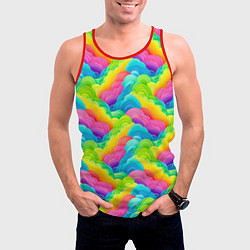 Майка-безрукавка мужская Разноцветные облака из бумаги паттерн, цвет: 3D-красный — фото 2
