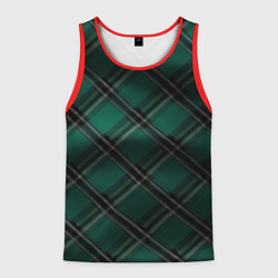 Майка-безрукавка мужская Тёмно-зелёная диагональная шотландская клетка, цвет: 3D-красный