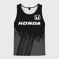 Майка-безрукавка мужская Honda speed на темном фоне со следами шин посереди, цвет: 3D-черный