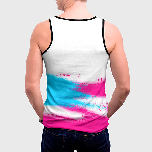 Мужская майка без рукавов PUBG neon gradient style посередине / 3D-Черный – фото 4