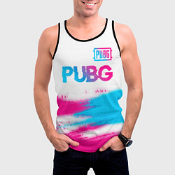 Майка-безрукавка мужская PUBG neon gradient style посередине, цвет: 3D-черный — фото 2