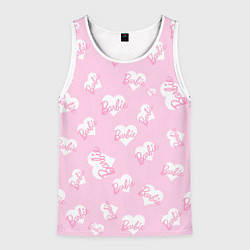 Майка-безрукавка мужская Барби: белые сердца на розовом паттерн, цвет: 3D-белый