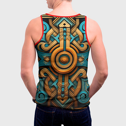 Мужская майка без рукавов Орнамент в норвежском стиле / 3D-Красный – фото 4