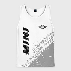 Мужская майка без рукавов Mini speed на светлом фоне со следами шин вертикал