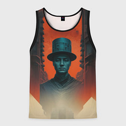 Мужская майка без рукавов Серый человек в цилиндре