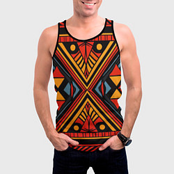Майка-безрукавка мужская Геометрический узор в африканском стиле, цвет: 3D-черный — фото 2