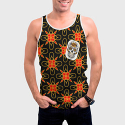 Майка-безрукавка мужская Радужный цветочный череп, цвет: 3D-белый — фото 2
