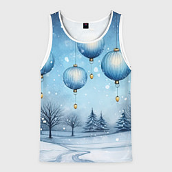 Майка-безрукавка мужская Крупные новогодние шары, цвет: 3D-белый