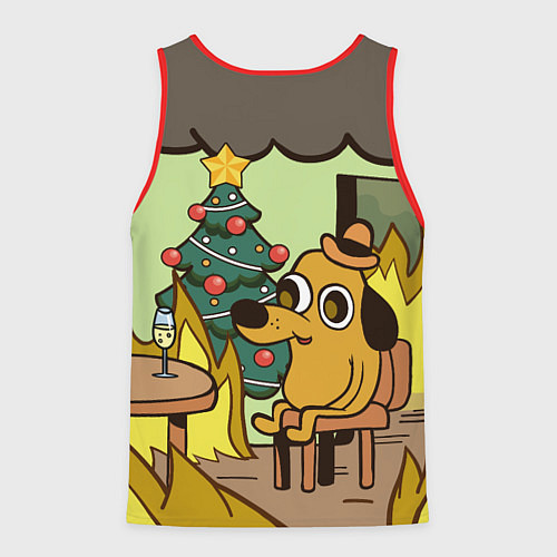 Мужская майка без рукавов This is fine - 2024 / 3D-Красный – фото 2