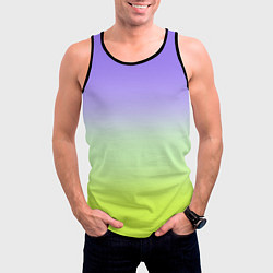Майка-безрукавка мужская Фиолетовый мятный и желто-зеленый градиент, цвет: 3D-черный — фото 2