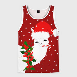 Майка-безрукавка мужская Лама - альпака с леденцом, цвет: 3D-белый