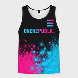 Майка-безрукавка мужская OneRepublic - neon gradient посередине, цвет: 3D-черный