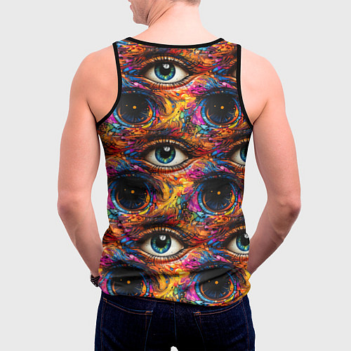 Мужская майка без рукавов Глаза рисунок паттерн / 3D-Черный – фото 4