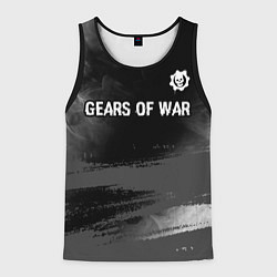 Майка-безрукавка мужская Gears of War glitch на темном фоне посередине, цвет: 3D-черный