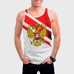 Майка-безрукавка мужская Герб РФ спорт, цвет: 3D-белый — фото 2