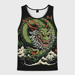 Майка-безрукавка мужская Символ года зеленый дракон, цвет: 3D-черный