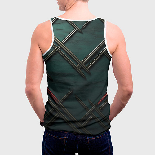 Мужская майка без рукавов Диагональный узор в шотландском стиле / 3D-Белый – фото 4