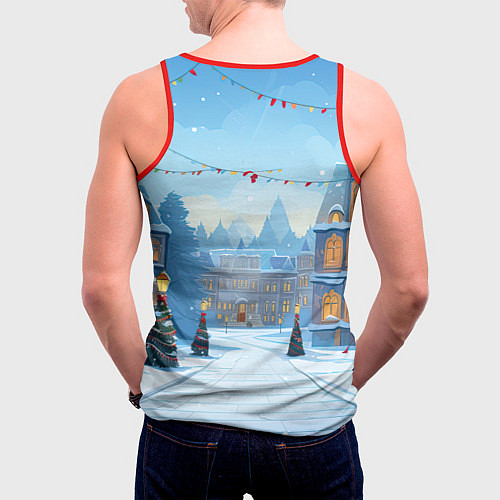 Мужская майка без рукавов Счастливого нового года / 3D-Красный – фото 4