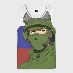 Майка-безрукавка мужская Русский солдат, цвет: 3D-белый
